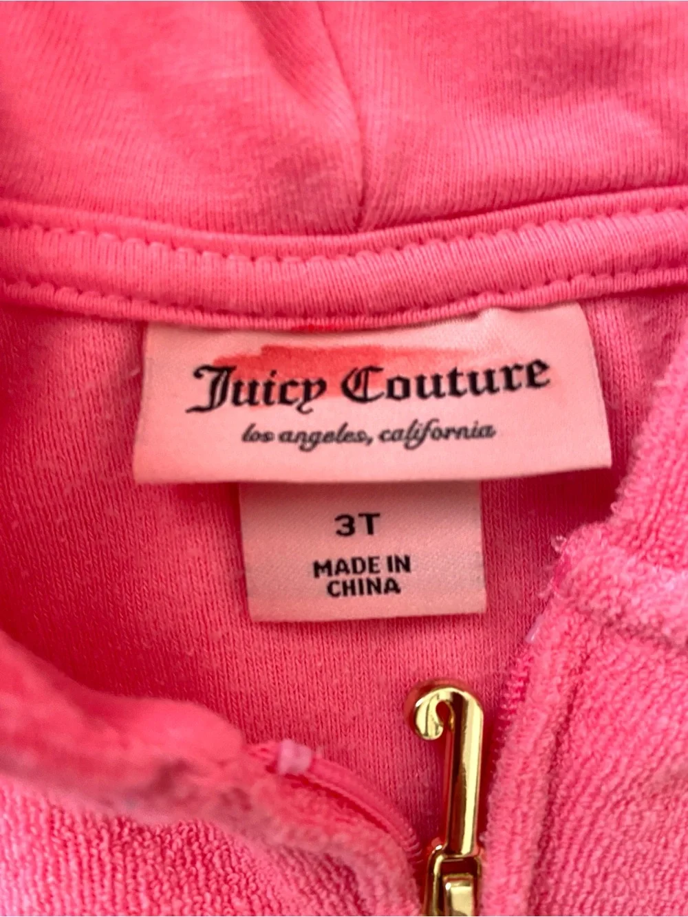 Juicy Couture Girls Hot Pink Fleece Hoodie Set 3T Zip Front Jacket Pull on Pants